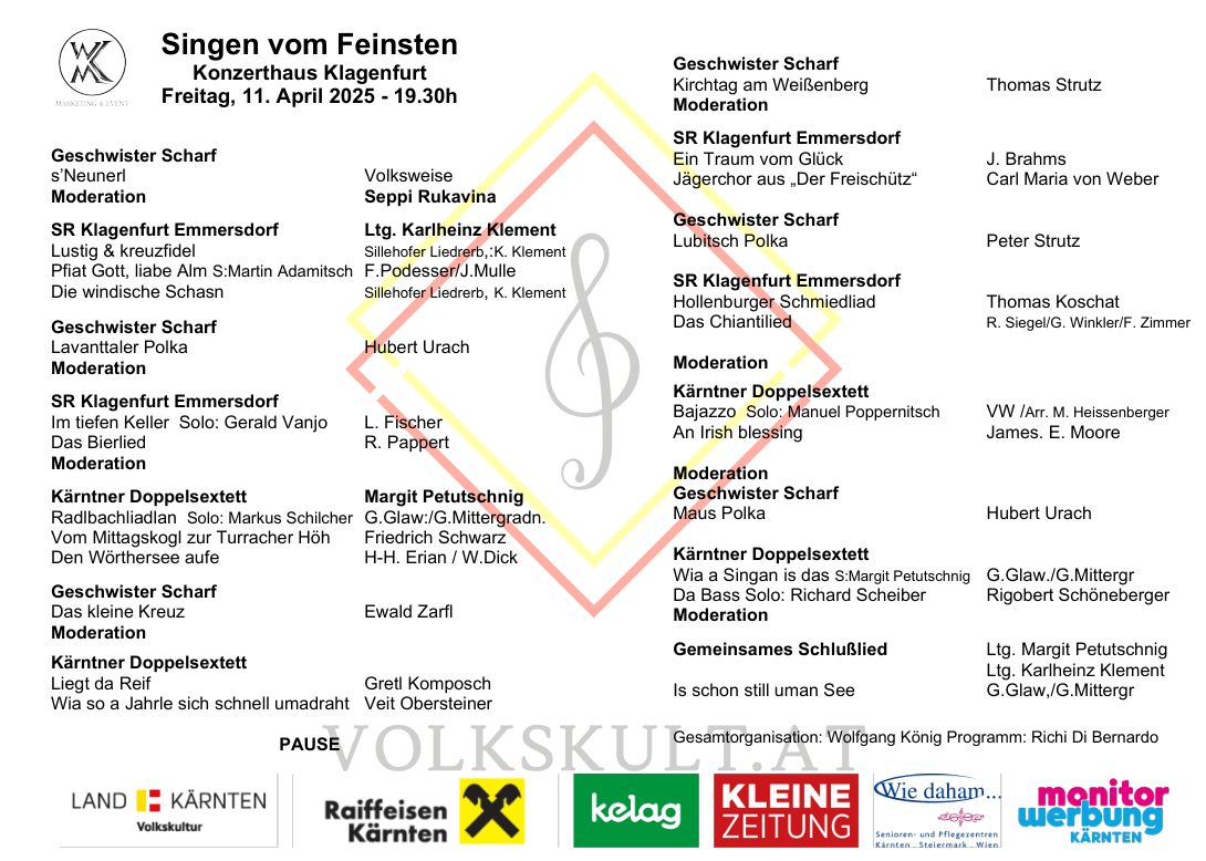 Singen vom Feinsten 2025 Programm Klagenfurt