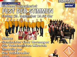 9.2 Fest der Stimmen Hermagor - 25. September 2026 - Stadtsaal19:30 Uhr